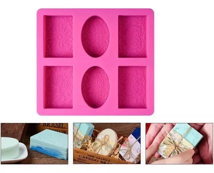 6 Cavity DIY Silicone Soap Molds Classical Handmade Silicone Molds for Bath Bombs, Craft Soap Making Supplies