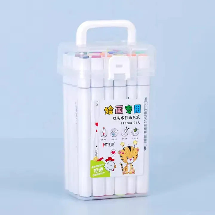 Colourful Minds 12/18/24/36/48 Colors Washable Double-Headed Markers Set for Kids | Alcohol Ink Art Markers for Drawing Sketching Manga | Safe Smooth Writing School Stationery & Japanese Art Supplies