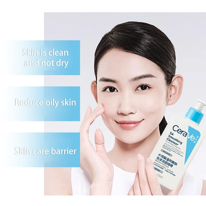 CeraVe SA Smoothing Cleanser | Salicylic Acid Face Wash with Hyaluronic Acid & Ceramides