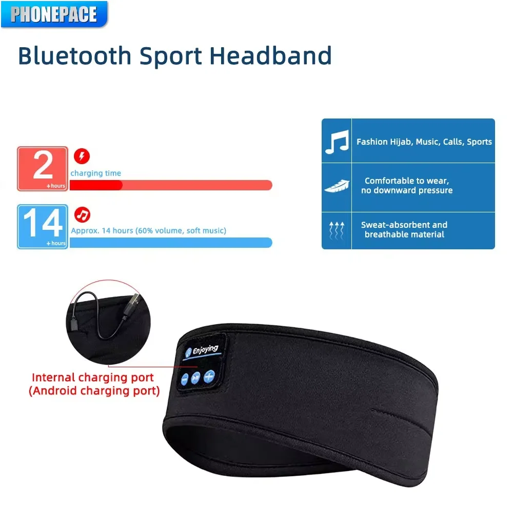 Bluetooth Headphones Sleeping Headband | Elastic Wireless Music & Sports Headband